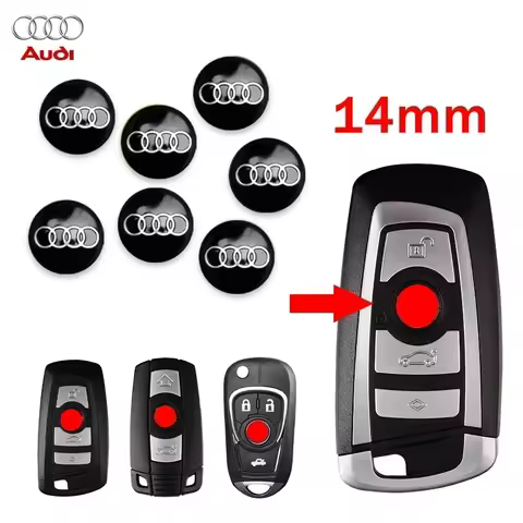2/5/10pcs 14mm Car Remote Key Fob Emblem Radio Button Sticker Replacement for Audi A1 A3 A4 B5 B6 B7