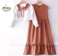 Fshion Muslim Dress anak terbaru 2024-Mashia Set Kids crinckle airflow.Dress anak prempuan kekinian