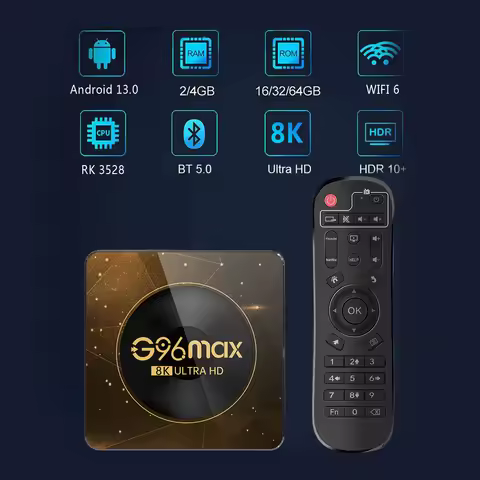 Android 13 G96 Max 8K Smart TV Box Amlogic RK3528 2.4G&5G 4GB 64GB BT5.0 Wifi6 AV1 Video Media Playe