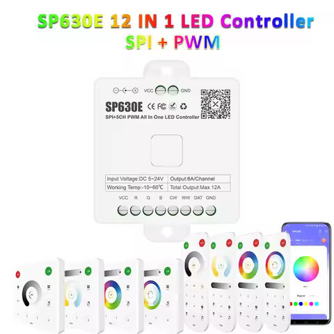 5-24V LED Controller 5CH PWM SPI Pixels LED Strip Light CCT RGB RGBCCT APP Controller Music WS2812B 