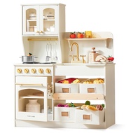 Tiny Land Play Kitchen for Kids, Wooden Play Kitchen with Toy Storage System, Toy Kitchen Set with P