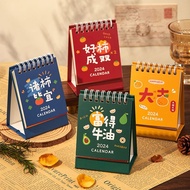 2024 Calendar Mini Calendar Desk Calendar 2024 Desk Calendar Fruit Text Calendar Inspirational Cute Cartoon Desktop Mini Countdown Self-Discipline Punch @-