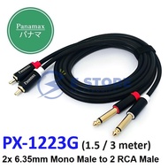 Panamax 1.5 / 3 Meter 2x 6.35mm Mono Male to 2 RCA Male Cable - PX-1223G