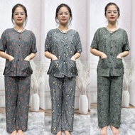 Bộ Đồ Thun Lạnh Áo Bà Ba Tay Cộc Quần Dài Cho Người già