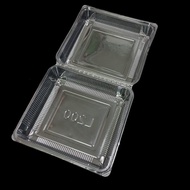 50pcs+-OP-L200 (8"inch) OPS Square Food Box Plastic Clear Container Bakery Cake Bekas Makanan Dispos
