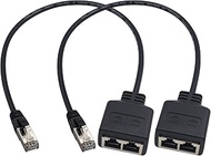 Duttek RJ45 Splitter Ethernet , RJ45 Ethernet Port Splitter, RJ45 1 Male to 2 Female Adapter for Eth
