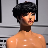 ShowRealHair Wig Bowl Cut Hairstyle Bowl Cut Wigs Fringe Pixie Cut Wig Mushroom Pixie Cut Wig for Wo