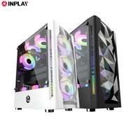 Inplay Meteor 03 Mid Tower Case Tempered Glass Gaming Computer Case ATX Desktop Case Black/White