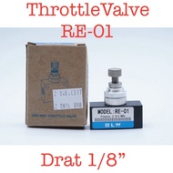 RE-01 RE01 Throttle Valve 1/8" Speed Control One Way Flow Control Pneumatic Speed Regulator | 2.048.