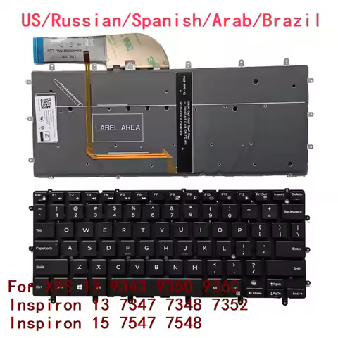 US Russian Spanish Arab Brazil Backlit Keyboard For Dell XPS 13 9343 9350 9360 Inspiron 13 7347 7348