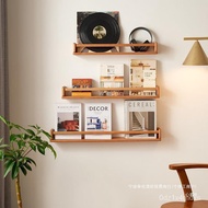 Cherry Wood Wall Shelf Solid Wood Bookshelf Magazine Shelf Living Room Wall-Mounted Wooden Picture Book Storage Partitio