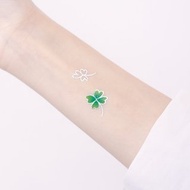 鑽石銀紋身貼紙 - 幸運四葉草 2入 銀色紋身