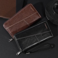 Men's Leather Zipper Handbag Large Capacity Long Wallet Clutch Bag Phone Bag Multi-card Card Holder Coin Purse Wallet