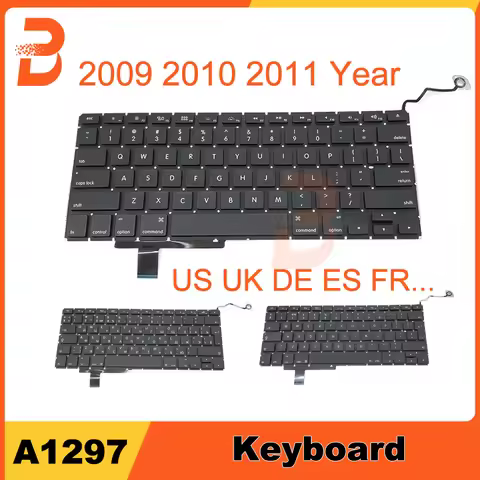 New For Macbook Pro 17" A1297 Replacement Keyboard US UK Spain French Russian German Swiss Portugal