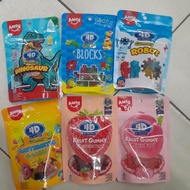 Amos 4D Gummy Candy DINOSAUR Candy ROBOT/ BLOCKS/ ARITHMETIC/ STRAWBERRY/ PEACH/ 72gr