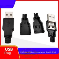 CYMX Male USB Socket, With  Type A Type A USB Plug, USB Connector Black DIY Connector Plastic Connec