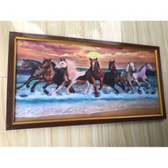 7 horse print wall decoration plus frame size 100x50cm