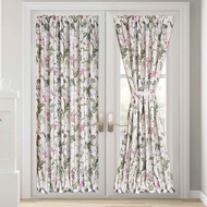 COD Vintage French Door Panel Curtains Flowers Leaves Vine Print Privacy Front Glass Door Curtain Panels Blossom Pattern Door Window Curtain Tieback Included 1 Panel GBHJGHJM