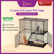 2 Level 3 Level Pet Cage Iron Mesh for Dog Cat / DIY Pet Dog Cat Playpen Cage / Cage Dog Cage Cat Playground Customise Cage Cat Dog Playpen / Sangkar Kucing