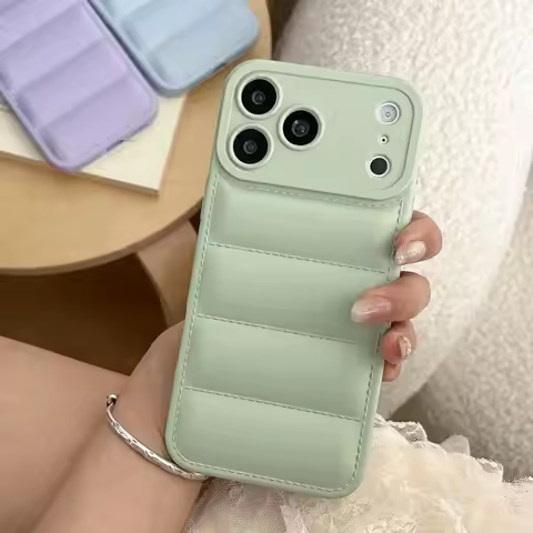 Air Cushion Down Jacket Soft Silicone Phone Case For iPhone 17 Air 16 E 15 14 13 12 11 Pro Max Plus 