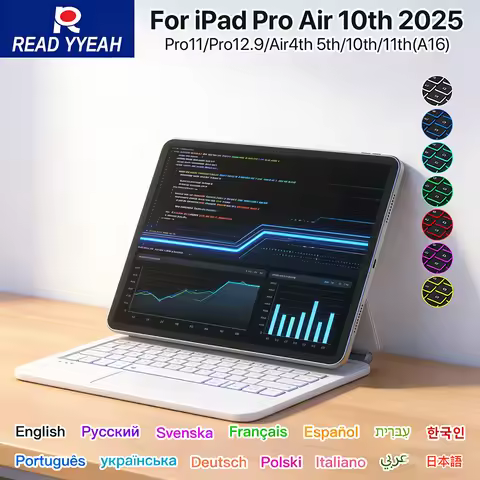 2026 Offical Magic Bluetooth Keyboard with Touch Panel for iPad 11th 10th Magnetic Case for iPad Pro