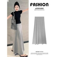 7735 Visit Customers🎉French Gray Fishtail Skirt Women Summer Thin Small a-Line Skirt High Waist Slim