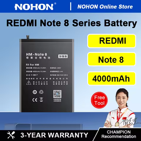 NOHON High Capacity Battery for Redmi Note 8 Note 8Pro BN46 BM4J Replacement Battery for Redmi Note 