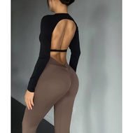 Beautiful Back Sports Top Halter Back Quick-Drying Yoga Clothes Hot Girl Long-Sleeved Fitness T-Shir