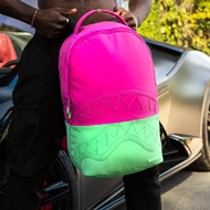 SprayGround Backpack Blue Pink Color Matching Unique Travel Large Capacity Student Computer Suede Sc