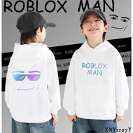 เสื้อฮู้ดเด็ก Roblox Man Face Game Childrens hoodie พิมพ์สไตล์ร้อน พิมพ์สองด้าน สีดำและสีขาวให้เลือก