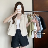 Korean Blazer Top Women's Thin Short Sleeve Lapel Korean Style Small Suit Jacket