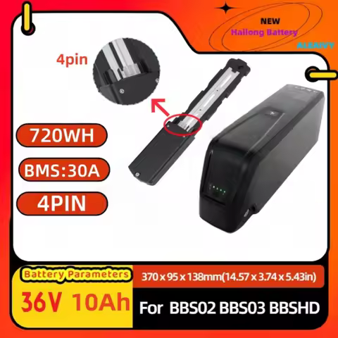 Hailong Battery 48V 36V 52V 10Ah 15Ah 20Ah with 4-Pin/5-Pin Port for Bafang BBS01 BBS02 BBSHD Mid Dr
