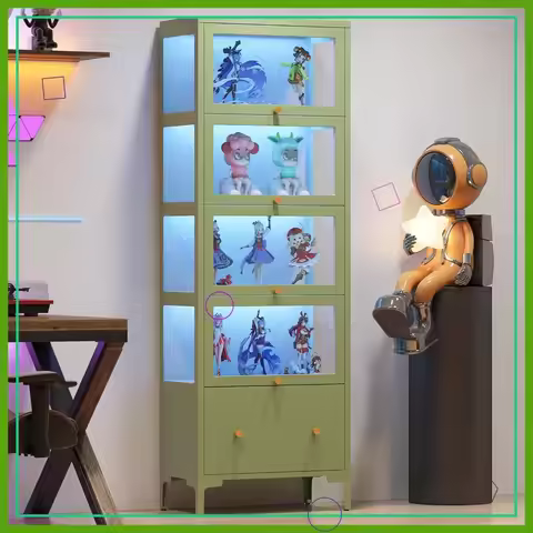 67" Glass Display Cabinet with RGB LED Lights, 5-Tier Metal Curio Case for Collectibles & Toys