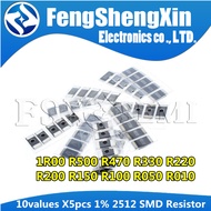 10values X5pcs=50pcs 2512 1W 1% 1R00 R500 R470 R330 R220 R200 R150 R100 R050 R010 SMD Resistor Sampl