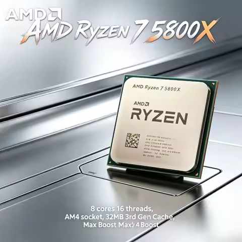 AMD Ryzen 7 5800X Desktop Processor CPU Up to 4.7 GHz 3.8 GHz 8-Cores 16-Threads AM4 Socket 3200 MT/