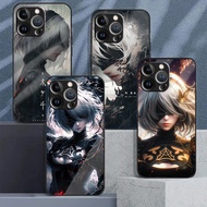 NieR Automata 2B 01 Tempered Glass Phone Case For IPhone 16 15 14 13 12 11 Pro XS Max Plus Mini X XR