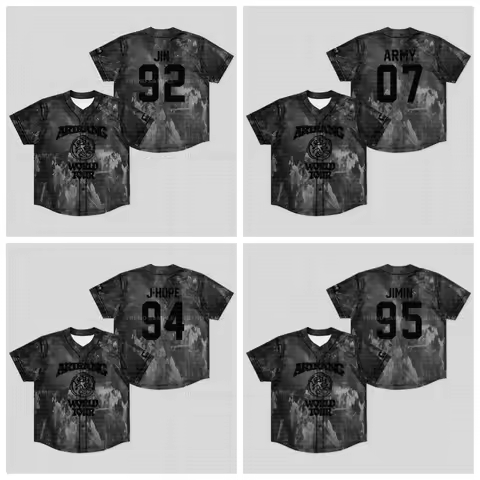 2026 New BTS World Tour Baseball Jersey, Tie Dye Marble Print Essential for Fans