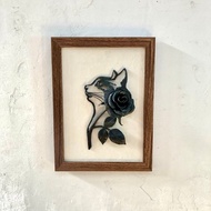 剪紙藝術：貓與玫瑰