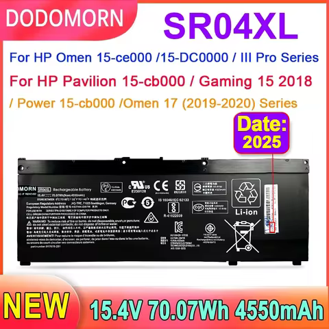 DODOMORN SR04XL Laptop Battery For HP Omen 15-ce000 15-DC0000 Pavilion 15-cb000 Pavilion Gaming 15 2