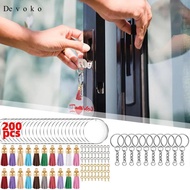 Devoko 200 Pcs Tassels et, Clear Acrylic Circle with Hole, Colorful Tassles and Key s with Chain , P