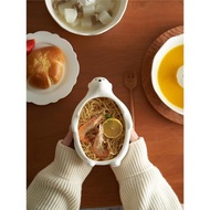 肆月 白色北極熊陶瓷碗家用兒童小碗水果沙拉碗單個可愛創意餐具