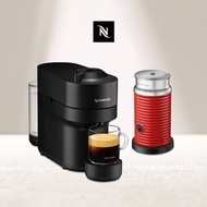 【臻選厚萃】Nespresso Vertuo POP 膠囊咖啡機 午夜黑+紅色奶泡機【下單即加贈Pantone色冰棒盒(橘)】