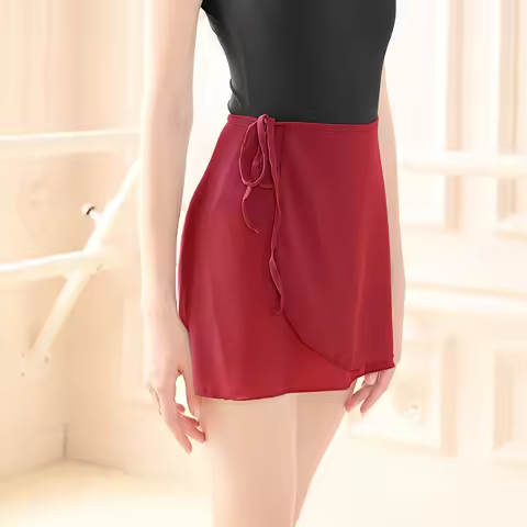 Women Ballet Skirt Black Dance Wrap Skirt Sheer Wrap Ballet Skirt with Adjustbale Tie Ballerina Skir