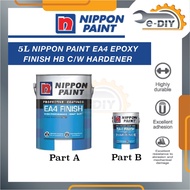 5L Nippon Paint Epoxy Paint EA4 C/W Hardener Epoxy Floor Paint Cat Lantai Simen Cat Lantai Rumah Epoxy Cat Epoxy Lantai