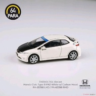 PARAGON HONDA CIVIC TYPE-R FN2 2007 WHITE WITH CARBON HOOD DIECAST SCALE 64