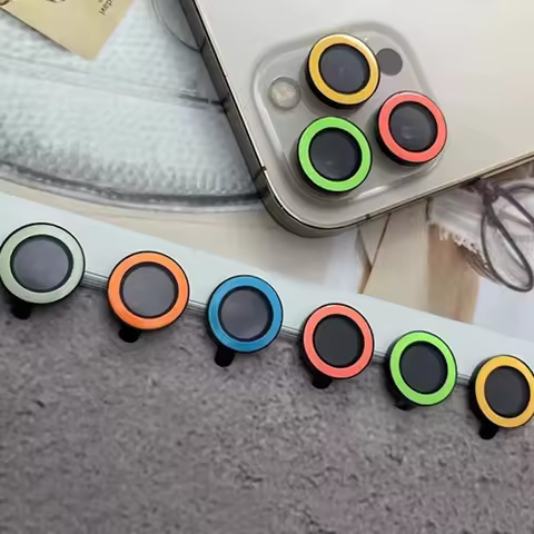 100PCS Fluorescent Camera lens For IPHONE 17 16e 16 15 14 13 12 11 Pro Max plus mini 3D Luminous Cam
