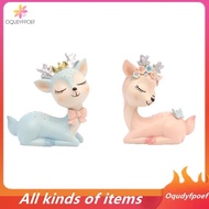 [Oqudy] Resin Deer Garden Car Cake Decoration Miniature Animal Figurine Fairy Garden Ornament Craft for Birthday Wedding