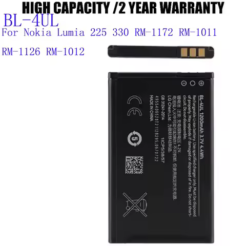 BL-4UL 1200mAh Replacement Battery For Nokia Lumia 225 330 RM-1172 RM-1011 RM-1126 RM-1012 BL4UL Li-