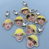 Acrylic Keychain ateez Mobile Phone hat Pendant Key Ring yellow Keychain QFKM