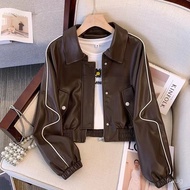 High-End American Leather Jacket Women Short Style 2025 Spring Autumn Loose Fashion Versatile Motorc